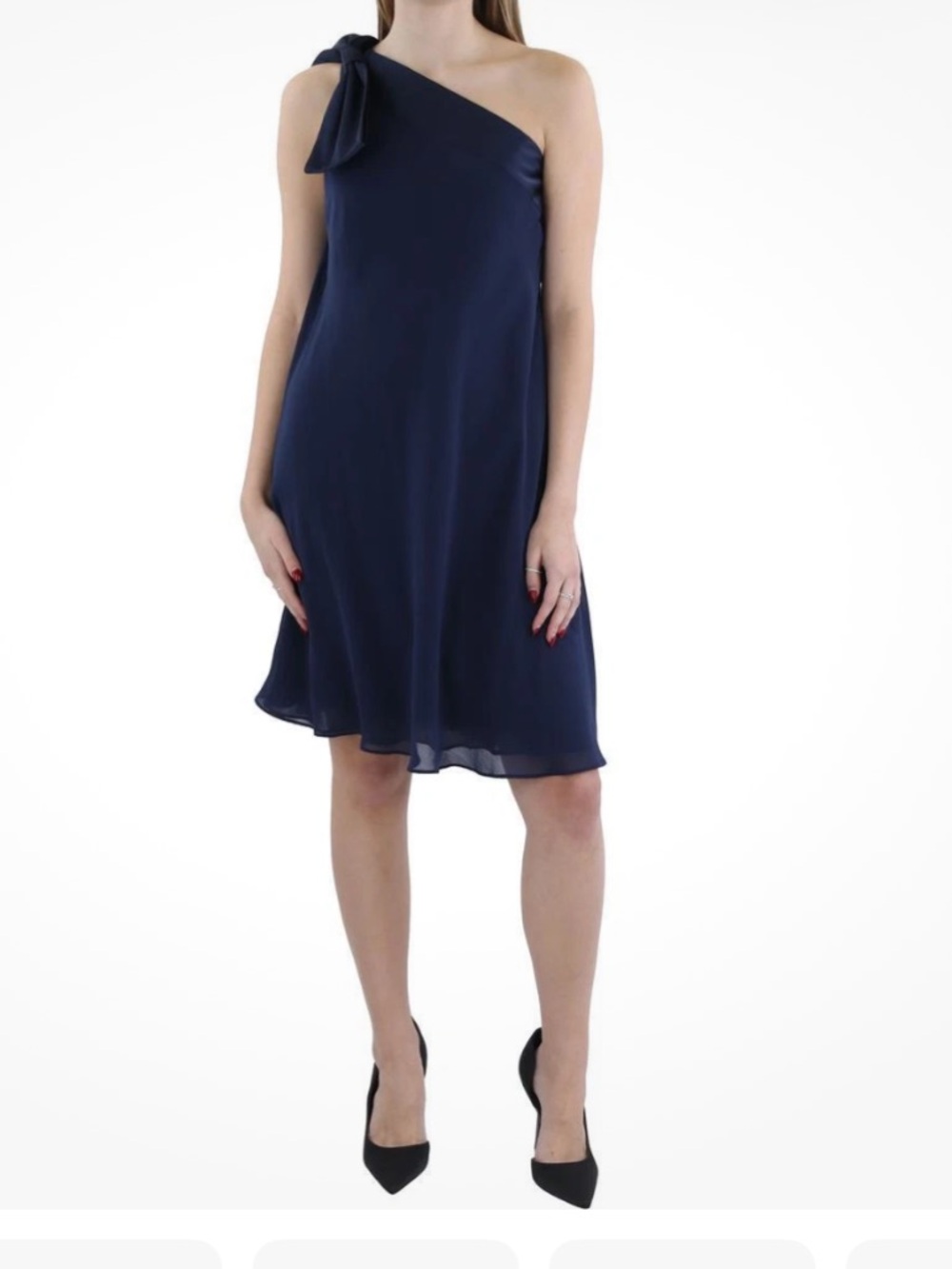 Lauren Ralph Lauren Navy One-Shoulder Short Party Dress